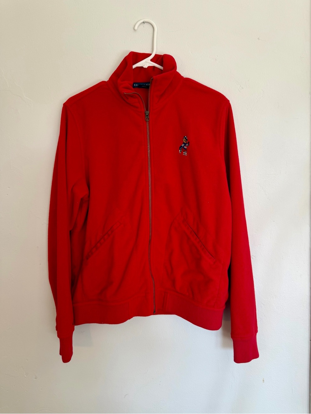 Ralph Lauren Red Zip-Up Fleece Jacket | Vintage